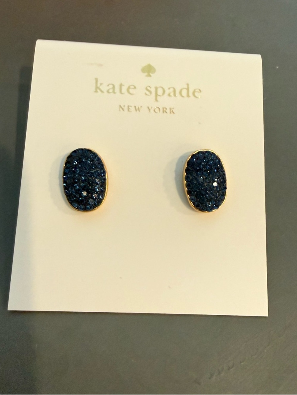 Kate Spade Pave the Way Gold and Navy Stud Earrings